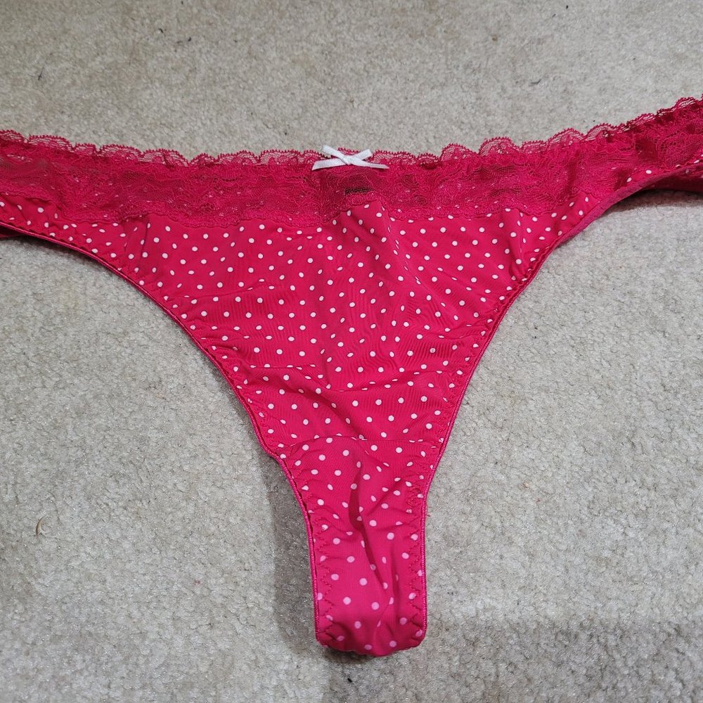 Hot Pink Polka dot panty Thong - size 1X